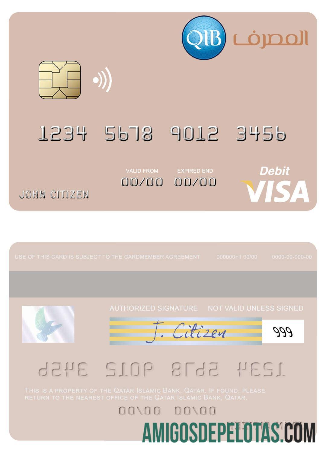 Qatar Islamic Bank Visa Debit Card sample